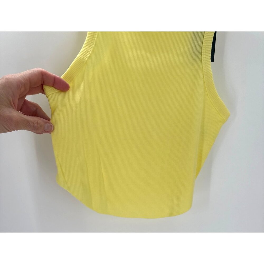 Wild Fable Yellow Ribbed Cropped Tank Top S Cotton/Polyester Blend New - Picture 2 of 6